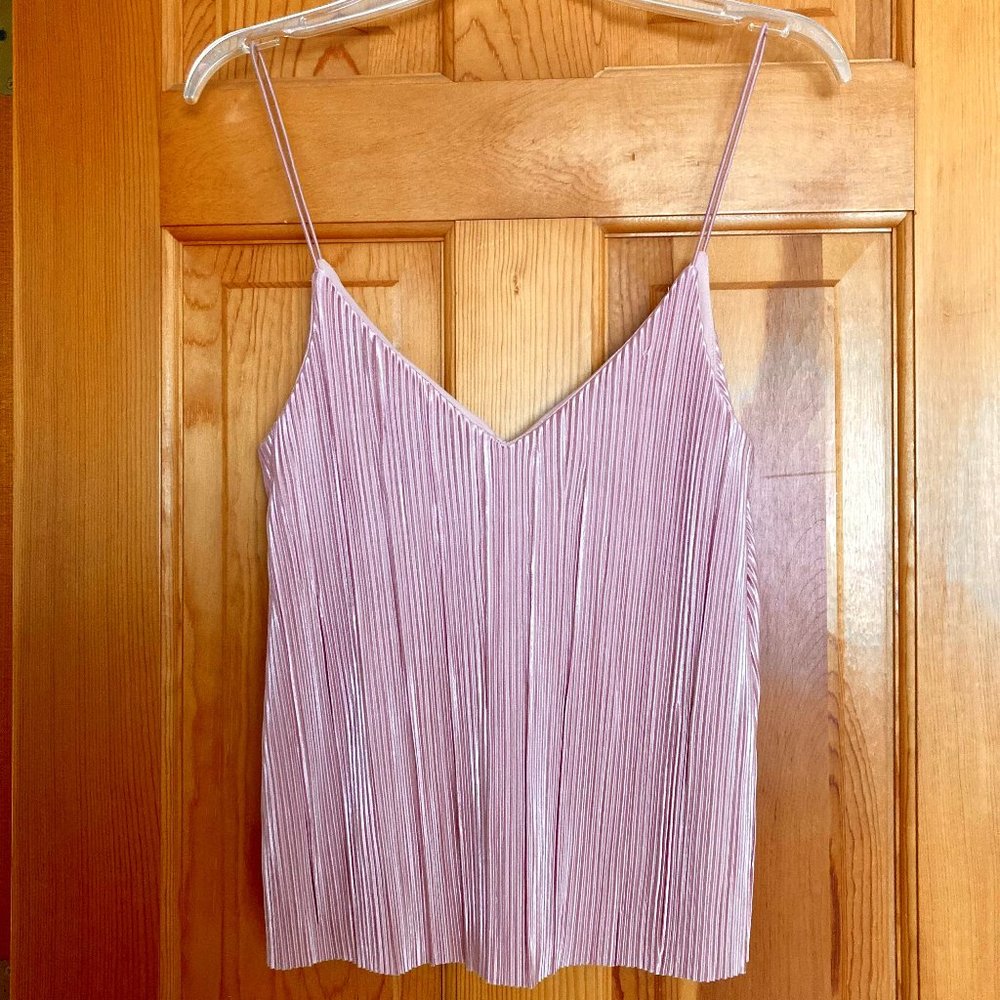 Full Tilt Pleated Sheen V-Neck Tank